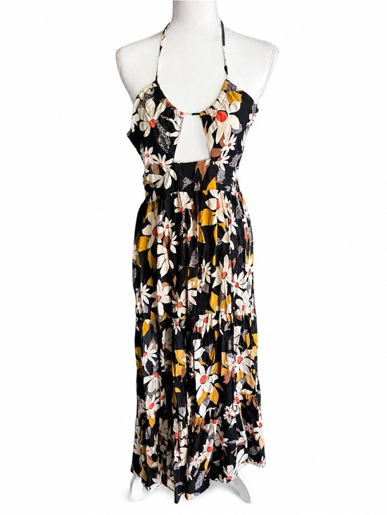 Angie Dresses & Skirts - Angie Floral Halter Maxi Dress - Black, White & Mustard